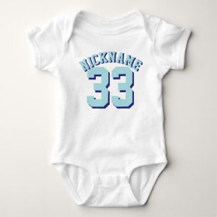 Body Bébé blanc et aqua   Design Jersey Sport