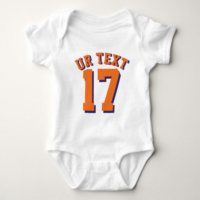 Body Bébé blanc et orange | Design Jersey Sport (Devant)