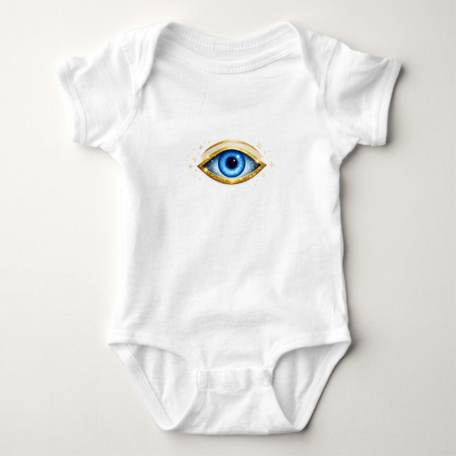 Body bébé Bleu mauvais œil – Joli modèle de protec (Devant)
