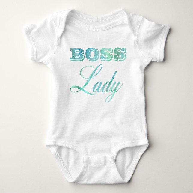 Body Bébé Boss Lady Aquarelle Typographie Drôle (Devant)