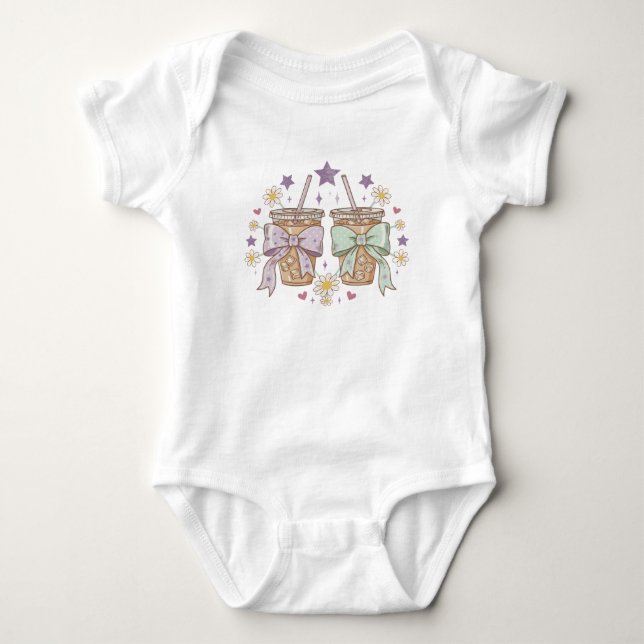 Body bébé Café glacé Floral Coquette | Tendance (Devant)