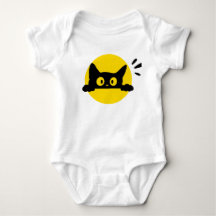 Body bébé cercle jaune chat noir mignon qui regard
