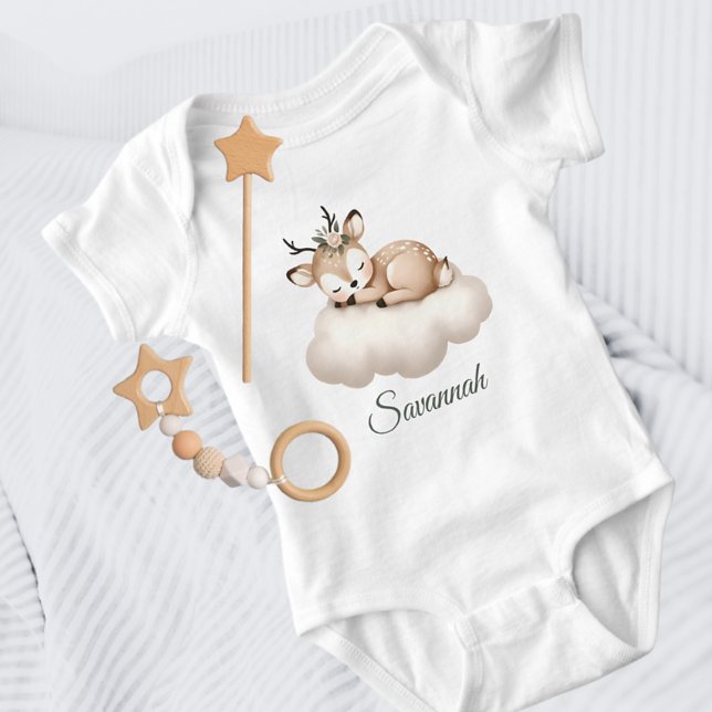 Body Bébé cerf mignon endormi sur le nuage féminin (Créateur téléchargé)