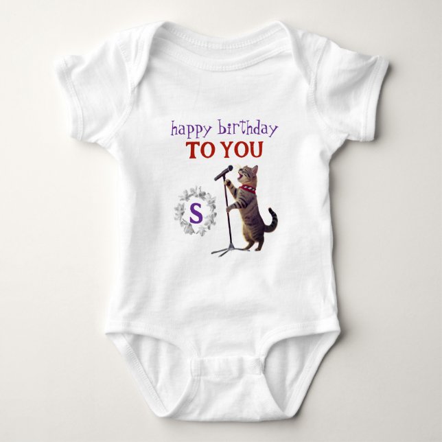 Body bébé chat mignon pour anniversaire (Devant)
