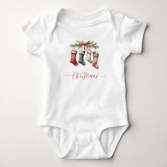 Body bébé chaussettes de Noël (Devant)