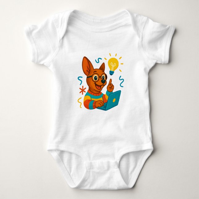 Body bébé Chien Dessin Animé avec Ordinateur Porta (Devant)