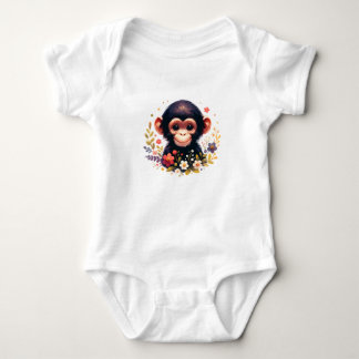Body Bébé chimpanzé mignon avec des fleurs