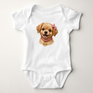 Body bébé 'Chiot Douce avec Nœud Rose'
