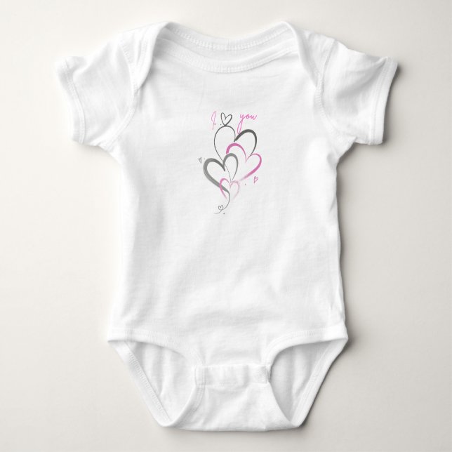 Body bébé coeurs roses mignons je t'aime bébé fill (Devant)