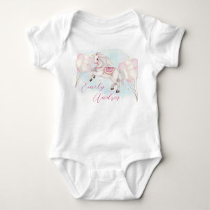 Body Bébé conte de fées Poney ballons roses Fille d'ann