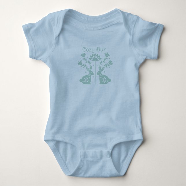 Body bébé Cozy Bun – Dessin de lapin fantaisiste (Devant)