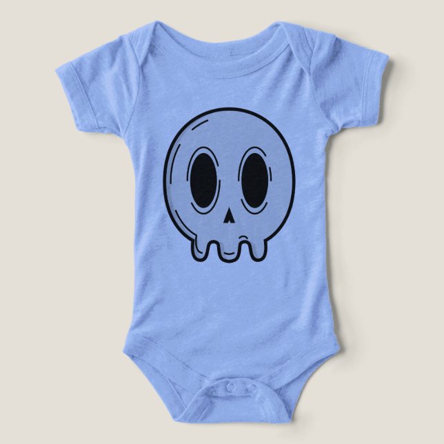 Body bébé crâne gothique pastel bleu clair edgy (Design Recto)