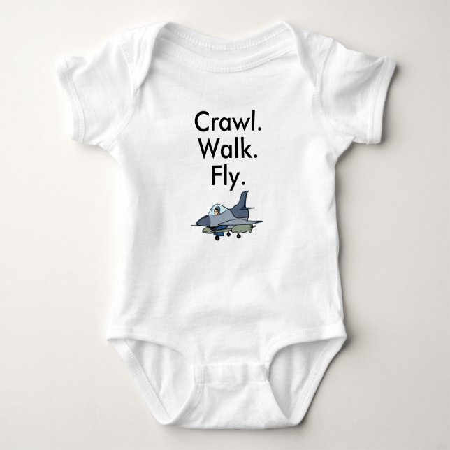 Body bébé Crawl Walk Fly Jet de combat militaire (Devant)