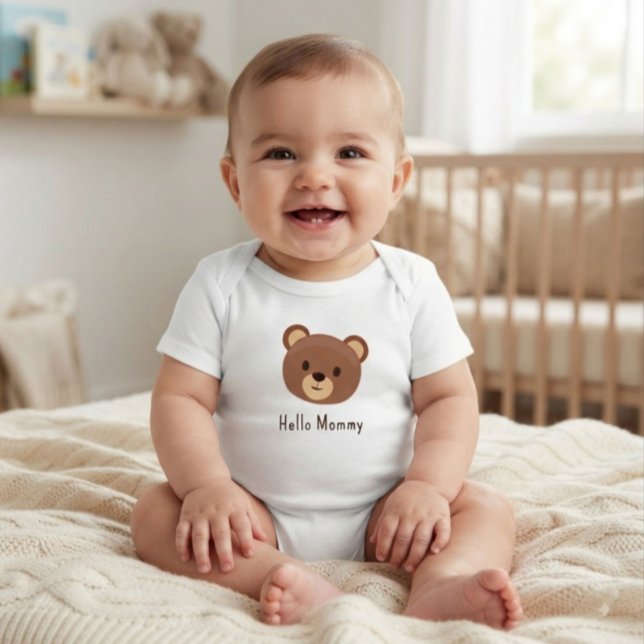 Body bébé 'Cute Bear Hello Mommy' (Créateur téléchargé)