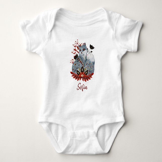 Body Bébé douche affiche rouge et bleu avec des animaux (Devant)