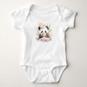 Body Bébé doux Panda Bear Cub avec fleurs