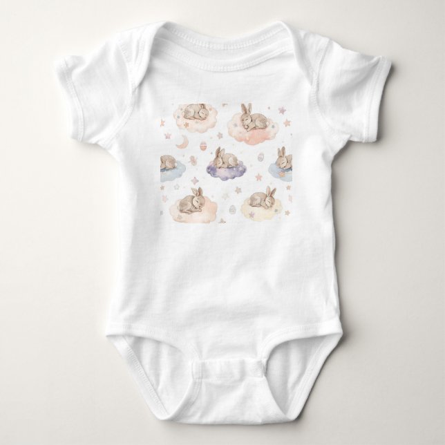 Body bébé Dreamy Bunny Clouds | Lapin endormi (Devant)