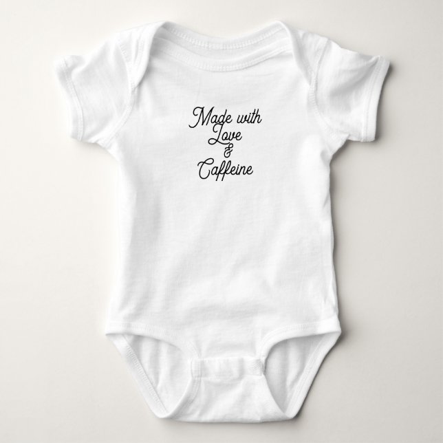 Body bébé drôle - Fait avec Amour & Caféine |  (Devant)
