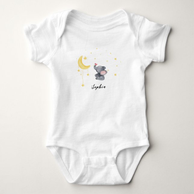 Body bébé éléphant mignon avec petit papillon (Devant)