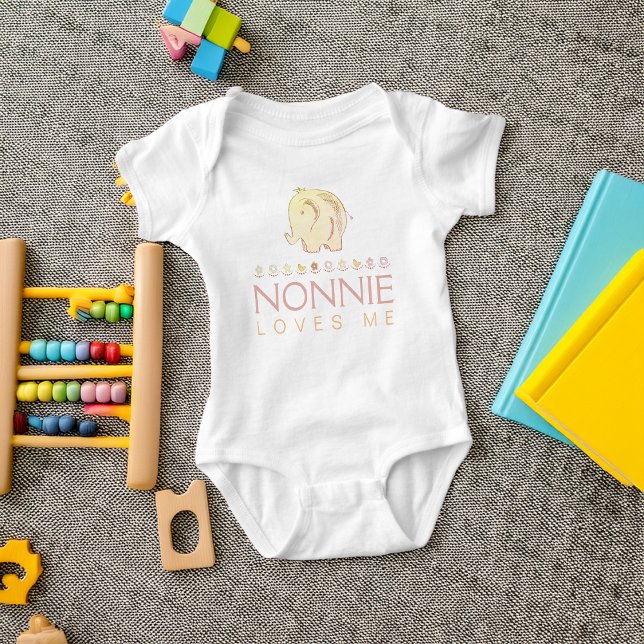 Body Bébé éléphant mignon Nonnie m'aime (Cute Baby Elephant Nonnie Loves Me Baby Bodysuit)