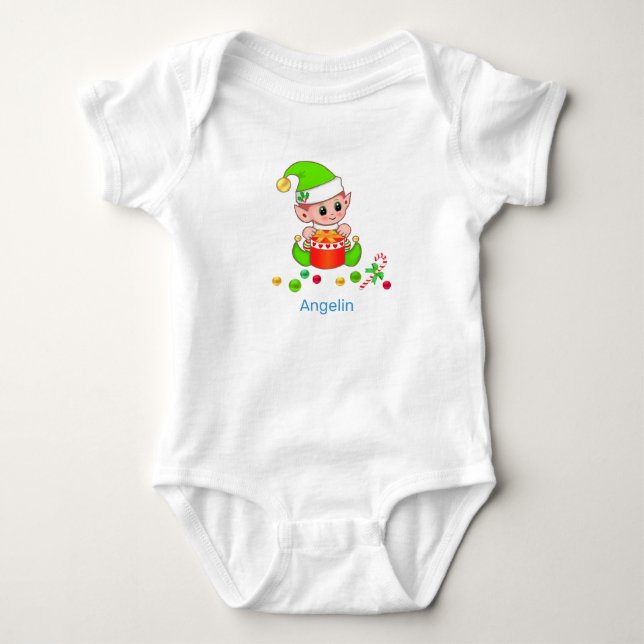 Body Bébé elfe de Noël mignon & confettis (Devant)
