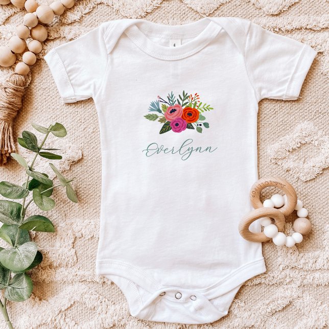 Body Bébé en Fleur Nom de Bébé Floral Lumineux (Créateur téléchargé)