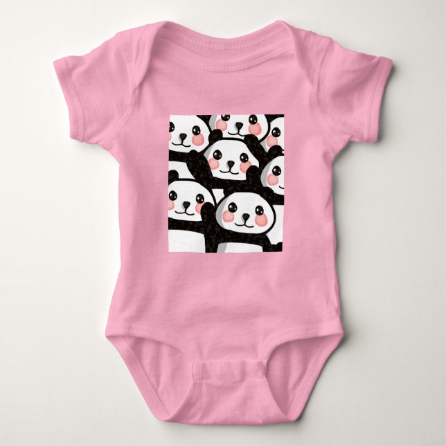 Body bébé en jersey design Panda Mignon (Devant)