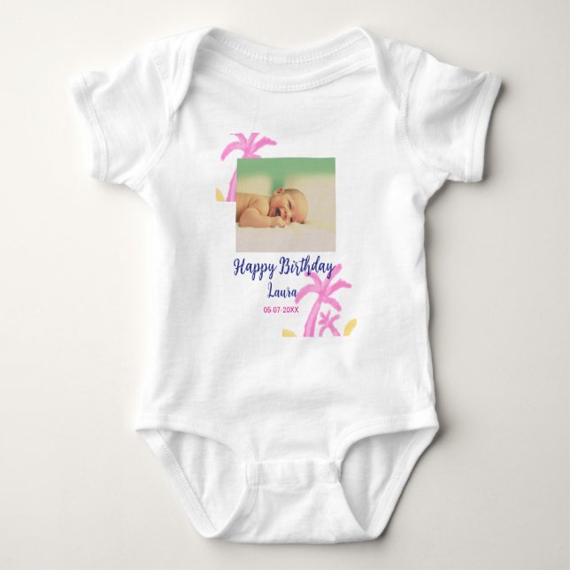Body Bébé enfants 1er anniversaire ajouter le nom date  (Devant)