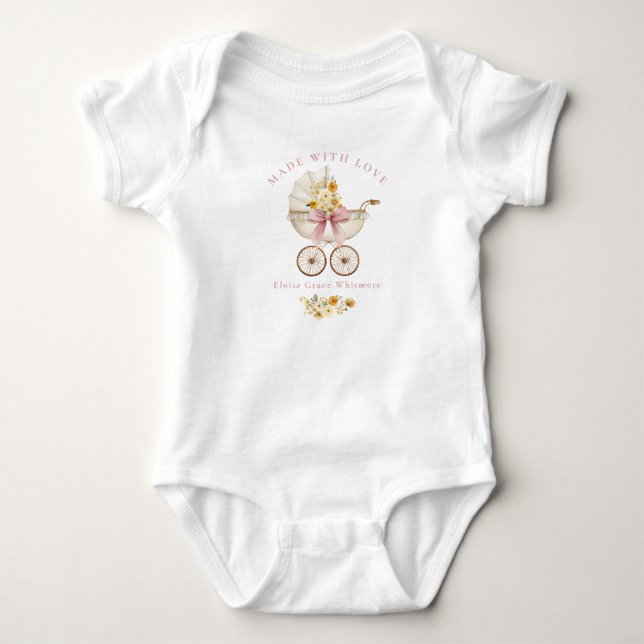 Body bébé 'Fabriqué avec amour' · Carrosse vintage (Devant)