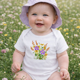 Body Bébé fille au jardin de fleurs sauvages