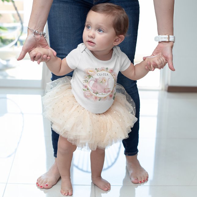 Body bébé fille Cu-Tea théière rose (Cu-tea Tea Party Baby Outfit)