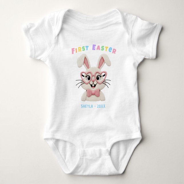 Body Bébé Fille Garçon Adorable Premier Lapin de Pâques (Devant)