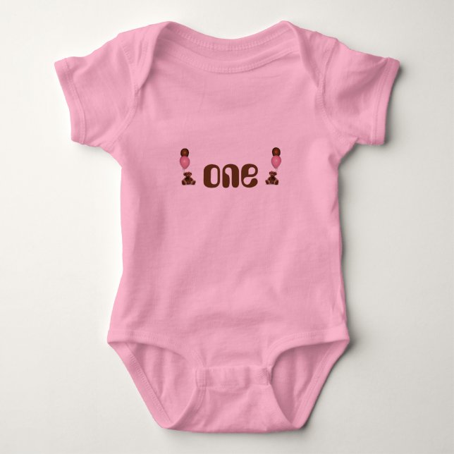 Body Bébé Fille Nounours Ballons Anniversaire Romper (Devant)