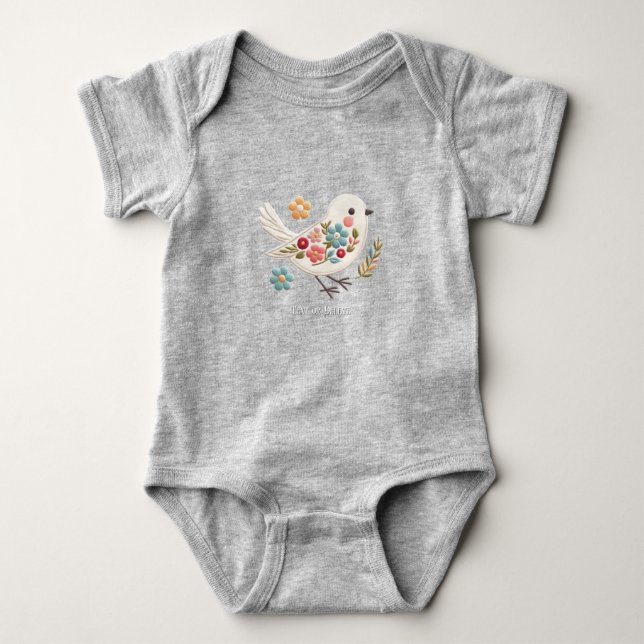 Body bébé floral Little White Bird (Devant)