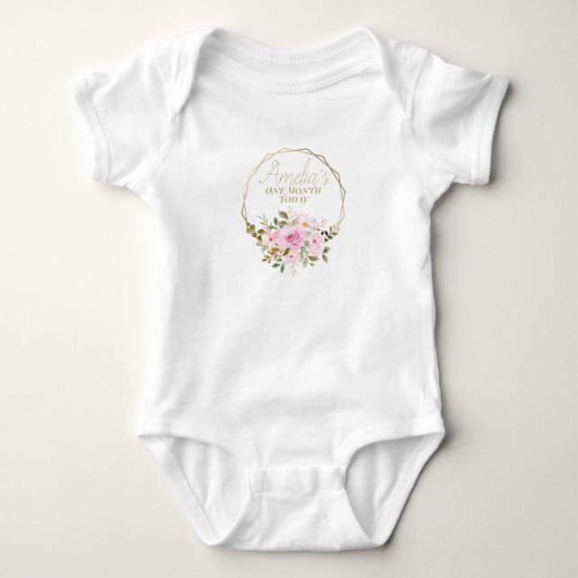 Body Bébé floral Milestone bodysuit (Devant)