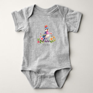 Body bébé floral oiseau bleu rose mignon