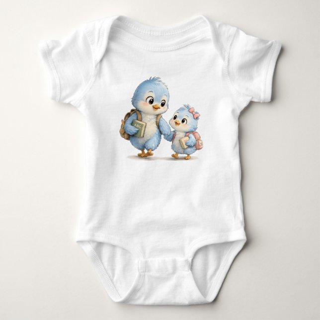 Body bébé frère et sœur Oiseau Bleu (Devant)