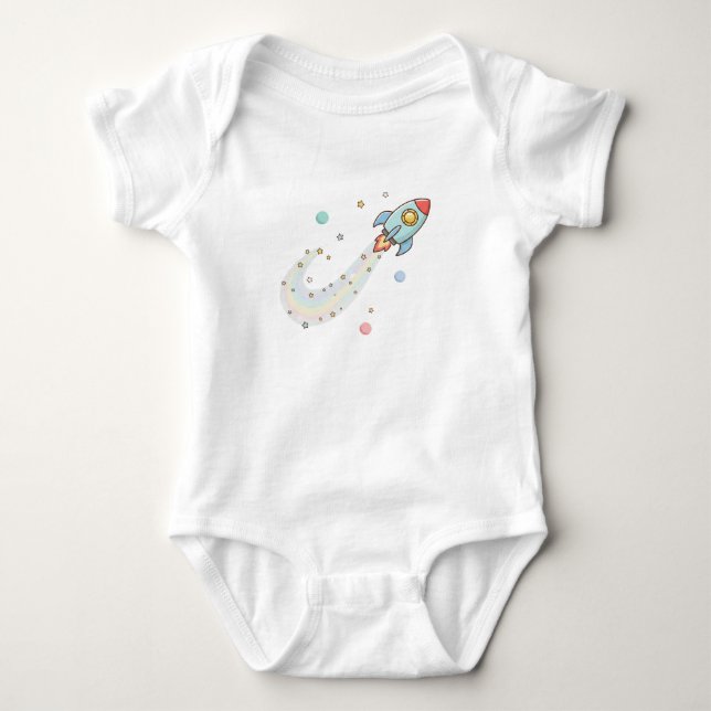 Body bébé fusée spatiale mignonne – Galaxie pastel (Devant)