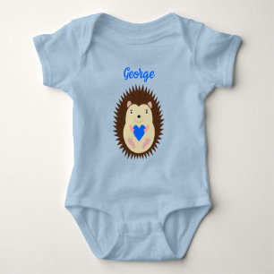 Body Bébé Garçon Cœur Hérisson Nom Personnalisé