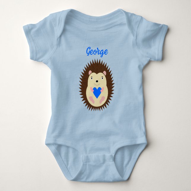 Body Bébé Garçon Cœur Hérisson Nom Personnalisé (Devant)