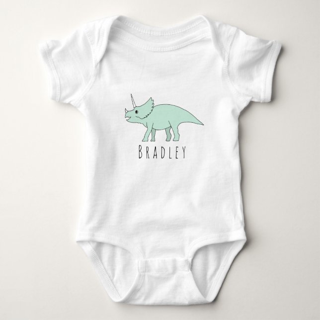 Body Bébé garçon Doodle Tricératops Dinosaur avec le no (Devant)