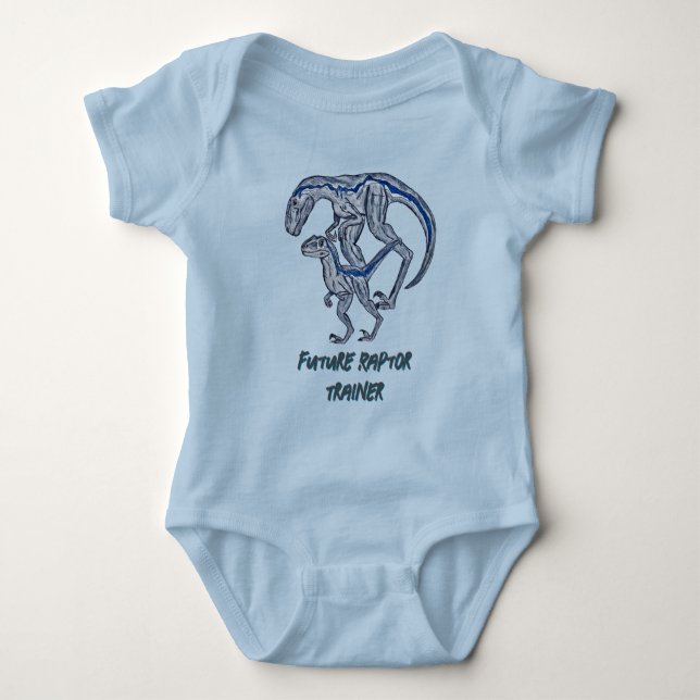 Body Bébé garçon fille dinosaure rapace bleu nourrisson (Devant)