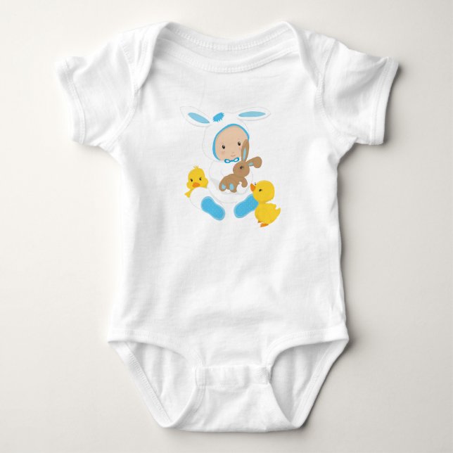 BODY BÉBÉ GARÇON HABILLÉ COMME BUNNY DE PÂQUES BLANCS (Devant)