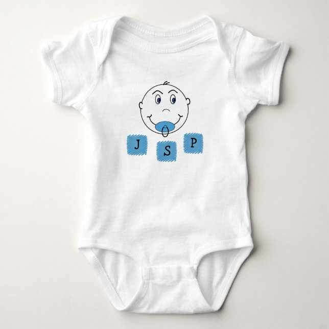 Body Bébé garçon mal visage avec Monogramme (Devant)