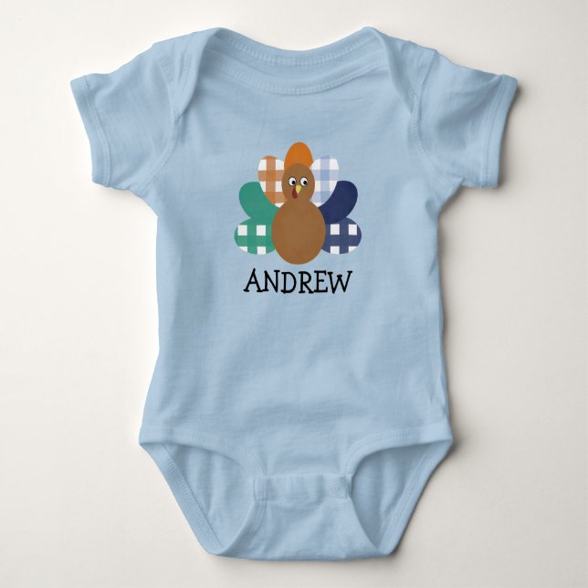 Body Bébé Garçons Aquarelle Plaid Turquie (Devant)