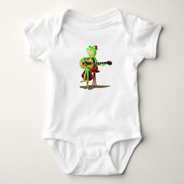 Body bébé grenouille jouant de la guitare (Devant)