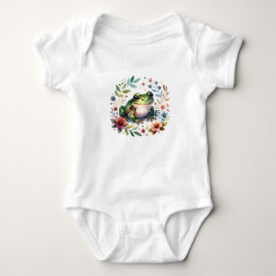 Body Bébé grenouille mignonne avec des fleurs