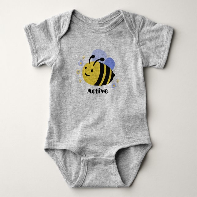 Body bébé Grey Bee pour garçons et filles (Devant)