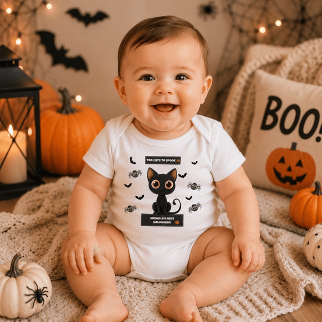 Body bébé Halloween – Chat noir personnalisé (Créateur téléchargé)