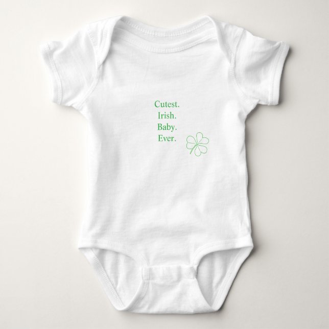 Body Bébé irlandais Cutest Ever Vert Lucky Shamrock (Devant)